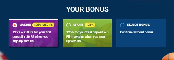 Choose Your Bonus Register