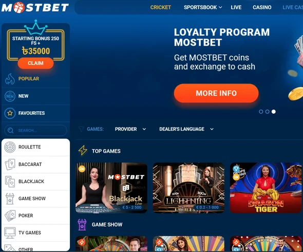 Live casino at Mostbet
